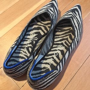 Rothy's Black and Grey Zebra Point Flats sz 9